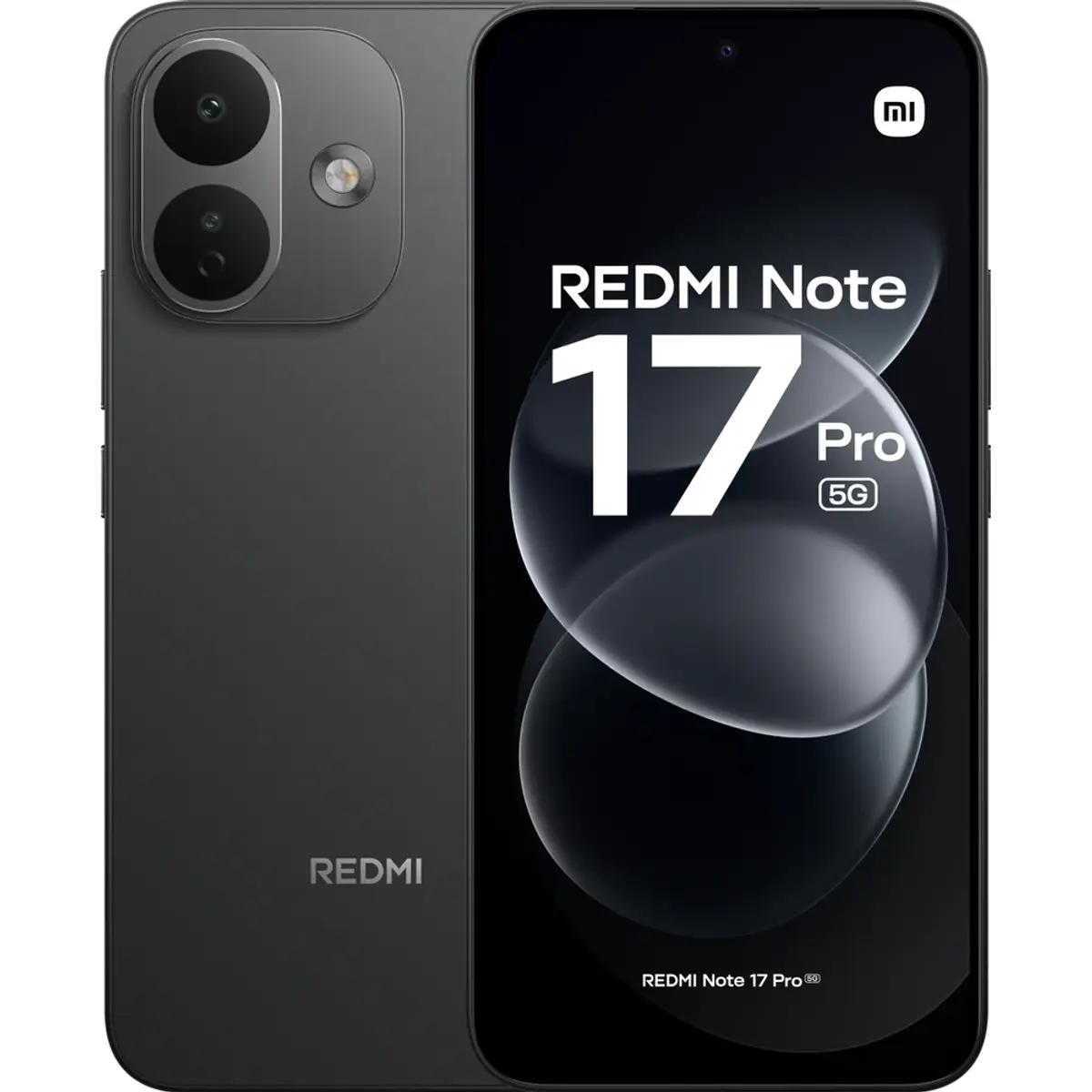 Xiaomi Redmi Note 17 Pro 5G, coloris Noir, vue de face